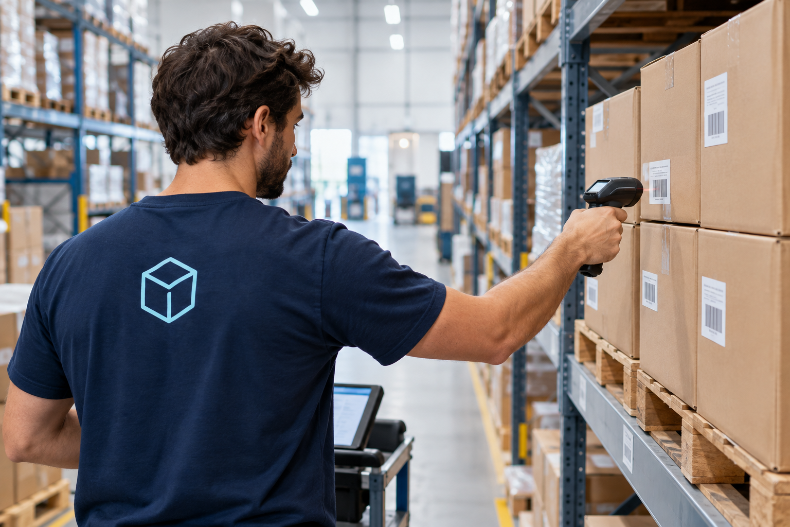 Warehouse worker scanning inventory